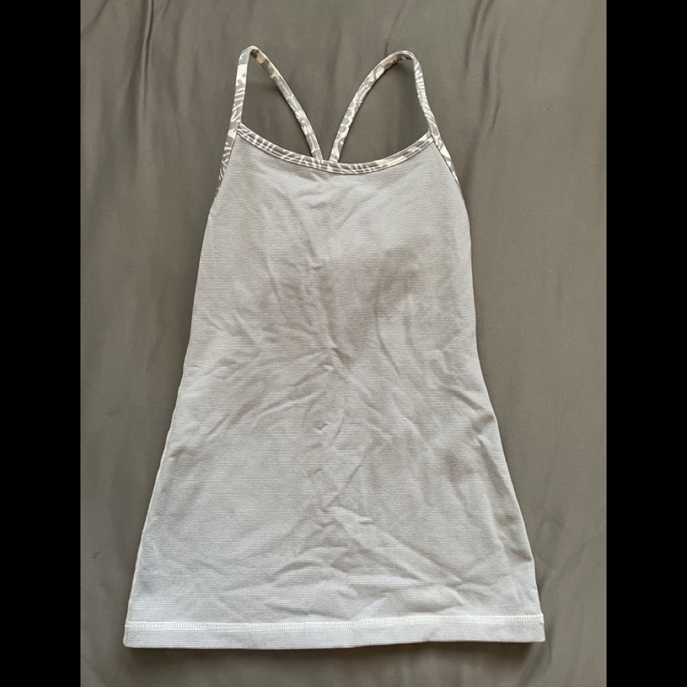Size 2 Grey Striped Lululemon Power Y Tank